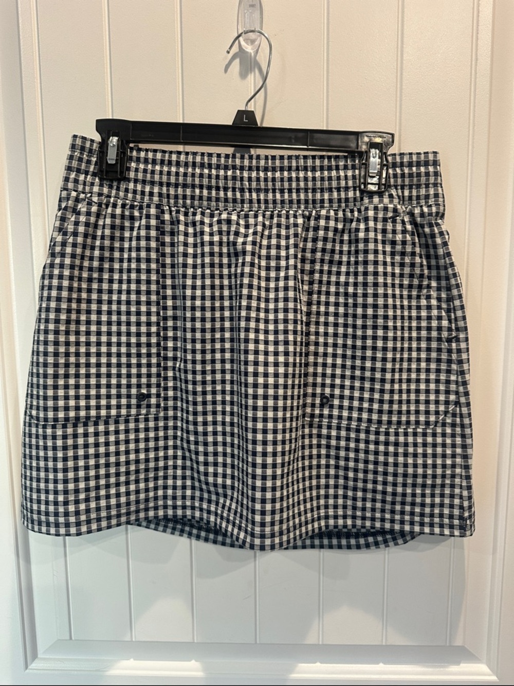 adidas Navy and White Gingham Mini Skirt